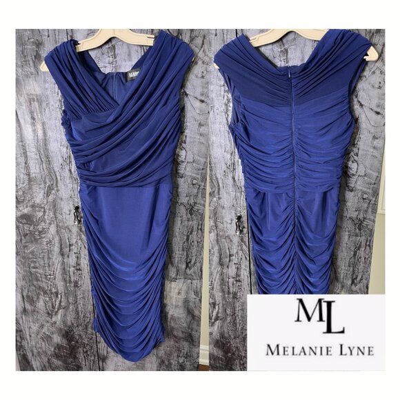 Vintage Pre-Loved Melanie Lyne Size 10 Dark Blue Cocktail Dress 🌙💃 - Picture 1 of 3